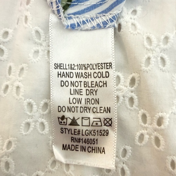 Monteau Girl Blue Stripe Floral Casual Dress Size 6 Ruffle Sleeve Lace Decor - Picture 9 of 11